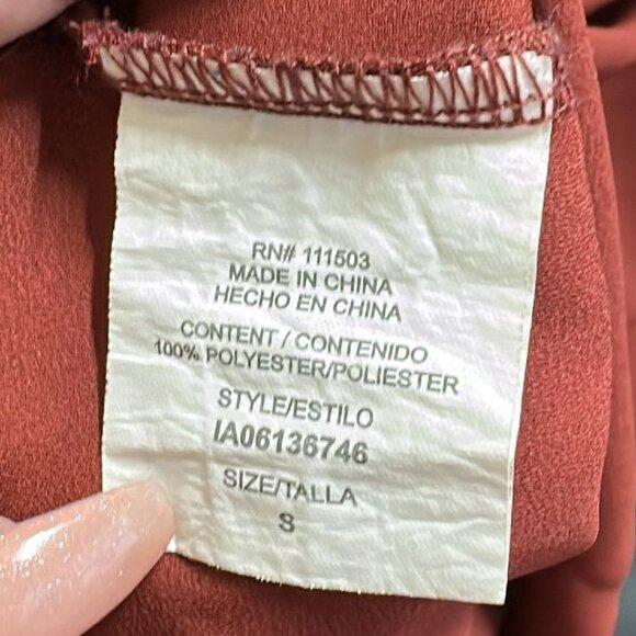 MERAKI Cold Shoulder Blouse Chiffon 3/4 Sleeve Cinnamon Color Size Small - Picture 7 of 10